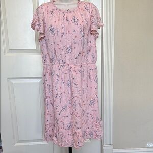 DownEast Floral Pink Ruffle Dress